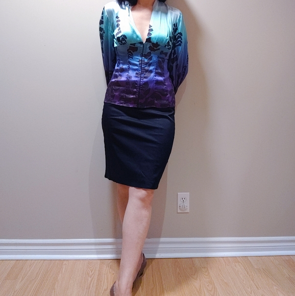 Women's Marciano Silk Corset Blouse Top - Picture 6 of 7